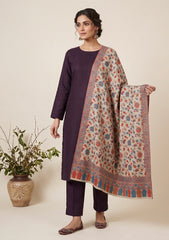 Winter - Riwaj - Pashmina Kani Jamawar 3 Pcs Suit - D#02 - Purple
