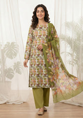Lawn - Rubaaiyat - Digital Printed 26 - 2 By 2 - D#28 - M Green