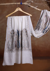 Pashmina Ari Work Jaaldar Scarf D#01 - Off White