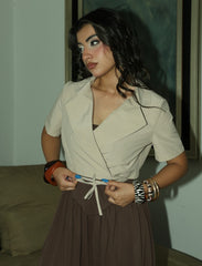 Pret - Moven - Cotton Collar tie Top - Skin