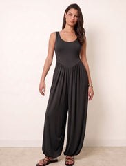 Pret - Moven - Cotton Blended Jersey Wide-Leg Jumpsuit - Black