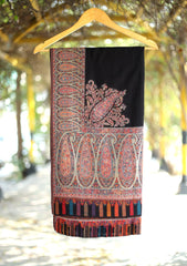 Pashmina Kaani Zari Shawl D - 14 - Black