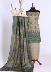 Winter - Riwaj - Printed Pashmina - 3 Pcs Suit - D#03 - Skin