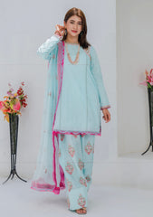 Lawn - Abeer Rasheed - Farzana - Luxury 25 - AR#01 - Pastel Blue