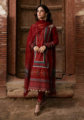 Lawn - Kahf Premium - Aangan Chiffon Prints 26 - KPS#01A - SURKH NOOR