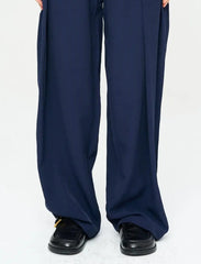 Pret - Moven - Striped Linen Blend Wide Leg Trousers - Blue
