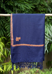 Pashmina Kashmiri Kangri Scarf D - 11 - N Blue