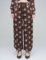 Pret - Moven - Rose Patterned Draped Women's Trousers - Brown