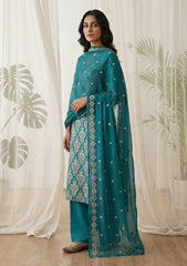 Lawn - Rubaaiyat - Embroidered 26 - Chiffon Dupatta - D#21 - Green