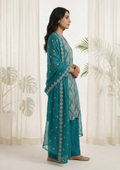 Lawn - Rubaaiyat - Embroidered 26 - Chiffon Dupatta - D#21 - Green