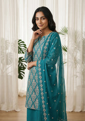 Lawn - Rubaaiyat - Embroidered 26 - Chiffon Dupatta - D#21 - Green