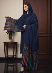 Winter - Meemsey - Noor Jahan - Makhmal 25 - Jacquard Shawl - D#01 - N Blue