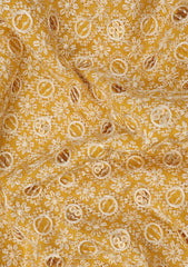 Elite Men Embroidered Sequence Selvage Viscose Fabric - Mustard