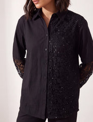Pret - Moven - Indigo Cotton Linen Women's Shirt - Black