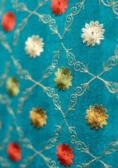 Embroidered Wool Shawl D - 30 - Green