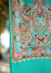 Pashmina Ari Work Jaaldar Shawl D - 05 - DS Green