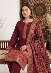 Winter - Fancy Silk Zari Jamawar - 3 Pcs Suit - D#23 - Maroon