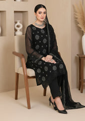 Formals - Riwaj - Fancy Bamber Chiffon - 3 Pcs Suit - CBD#2086 - Black