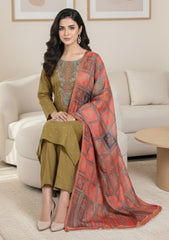 Winter - Riwaj - Pashmina Embroidered Suit - Wool Shawl - D#02 - M Brown