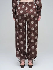 Pret - Moven - Rose Patterned Draped Women's Trousers - Brown