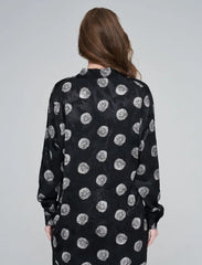 Pret - Moven - Rose Pattern Oversize Women's Shirt - Black