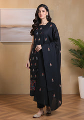 Winter - Riwaj - Pashmina Embroidered Suit - D#10 - Black