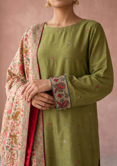 Formals - Fancy Silk Embroidered - 3 Pcs Suit - D#01 - G Skin