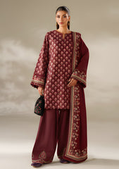 Winter - Riwaj - Printed Velvet Suit - D#33 - Maroon