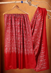 Pashmina Embroidered Jaaldar Shawl D#12 - Red