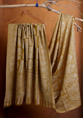 Pashmina Jamawar Ari Work Shawl D#03 - Mustard
