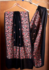 Pashmina Embroidered Border Shawl D#228 - Black