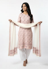 Winter - Riwaj - Pashmina Suit - Kaani Jamawar - Premium 25 - D#42 - Off White