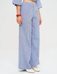 Pret - Moven - Linen Women's Palazzo Pants - Blue