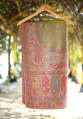 Pashmina Kaani Zari Shawl D - 10 - L Brown