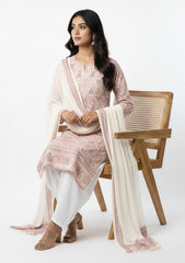 Winter - Riwaj - Pashmina Suit - Kaani Jamawar - Premium 25 - D#42 - Off White