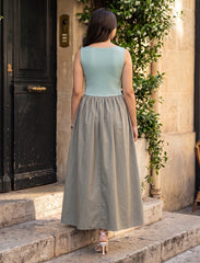 Pret - Moven - Indigo Cotton Blended Jersey Women's Frock - Green & Grey