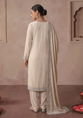Winter - Riwaj - Velvet Stone Work 3 Pcs Suit - D#05 - Off White