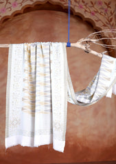 Pashmina Jamawar Scarf D#86 - Off White