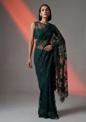 Formals - Chantilly Lace Saree - Green