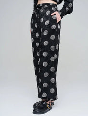 Pret - Moven - Rose Patterned Draped Women's Trousers - Black