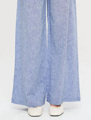 Pret - Moven - Linen Women's Palazzo Pants - Blue
