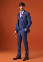 Dormeuil Exel Unique Stretch Wool Fabric - R Blue