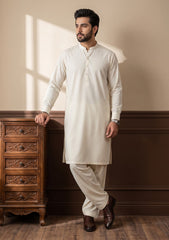 Elite Men Quality Selvage Plain Supima Cotton Fabric - C Biege