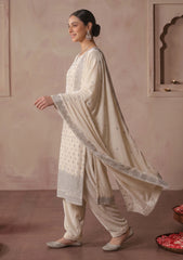 Winter - Riwaj - Velvet Stone Work 3 Pcs Suit - D#05 - Off White