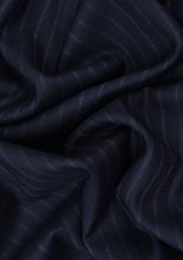Scabal Pure Worsted Cashemre Slvg Super Fine Quality Wool Fabric - Navy