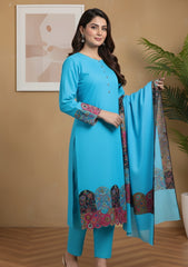 Winter - Riwaj - Pashmina Jamawar Suit - Patch Work - D#12 - Ferozi