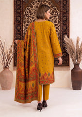 Winter - Fancy Silk Zari Jamawar - 3 Pcs Suit - D#09 - Mustard
