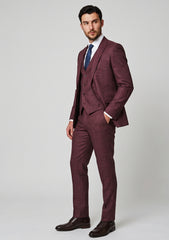 Scabal Amalfi 250 Gr Textured Suiting - Burgundy