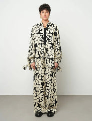Pret - Moven - Floral Oversize Satin Shirt - Skin & Black