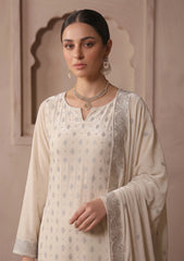 Winter - Riwaj - Velvet Stone Work 3 Pcs Suit - D#05 - Off White